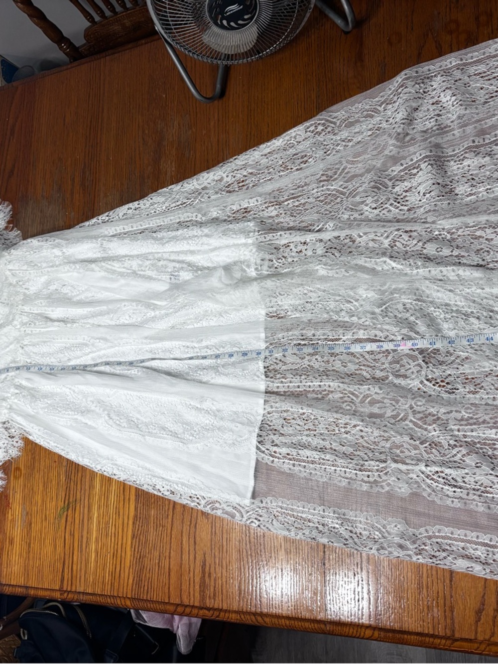 Women’s off Shoulder White Lace Maxi Dress Long Sz L Boho Fairy Coquette - Picture 13 of 15